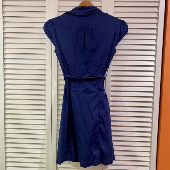 Blue Button Down Short Sleeved Dress - Picture 2 of 3